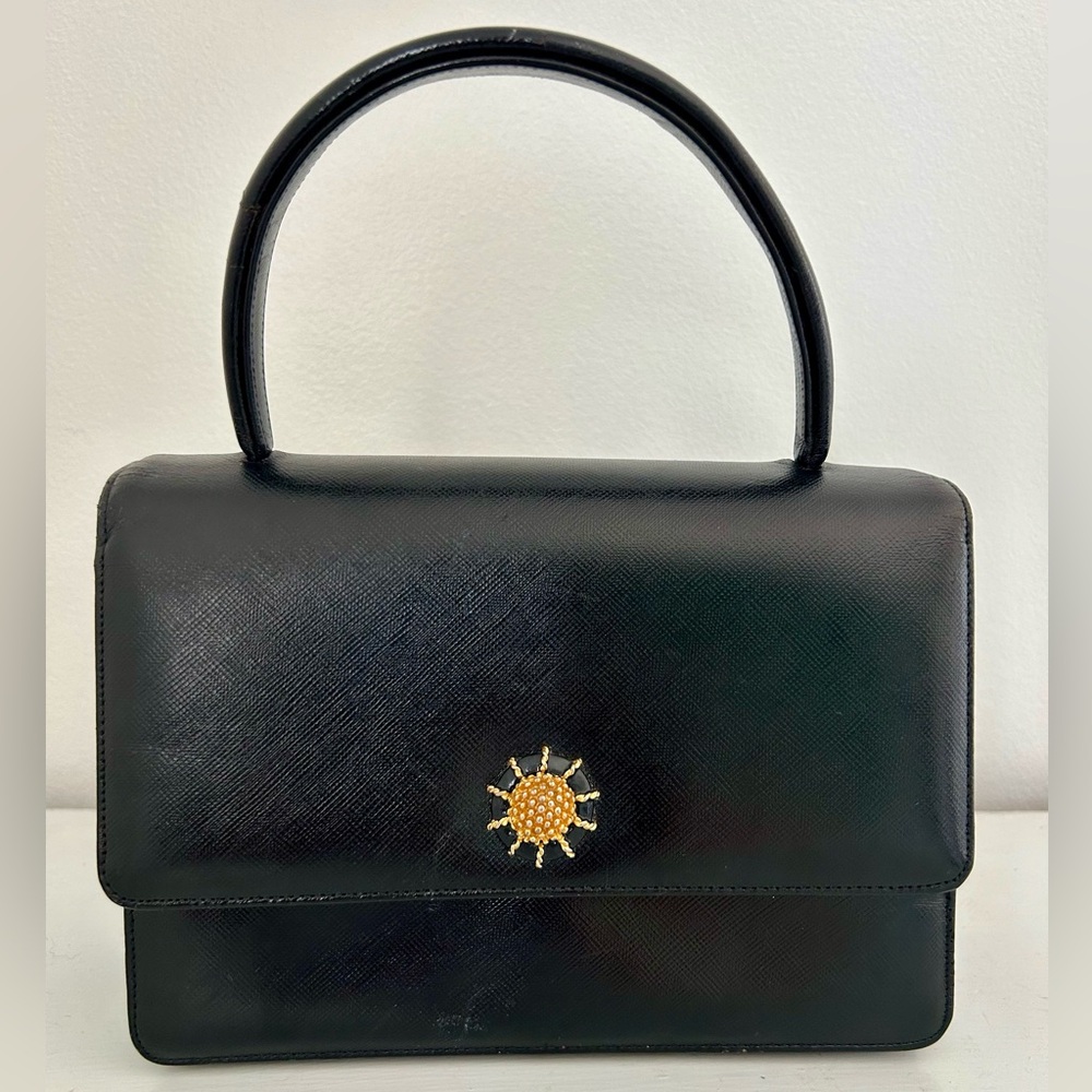Vintage Bienan-Davis Black Handbag With Gold Clasp